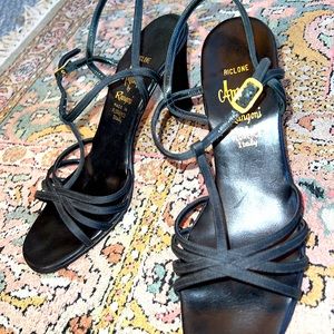 Amalfi By Rangoni Womens Riclone Classic Strappy Heels Shoe Black Size 9 Italy